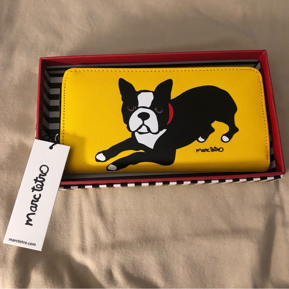 NEW Marc Tetro Yellow Boston Terrier Wallet